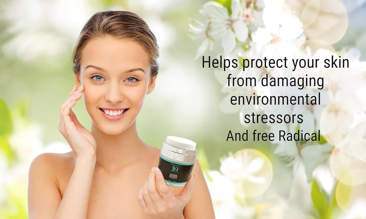 Desiree Diana Anti Aging Antioxidant Face Cream with Hyaluronic Acid 5% 1.7 oz for all Skin Types, Moisturizes, Increases Elasticity, Improves the Appearance of Fine