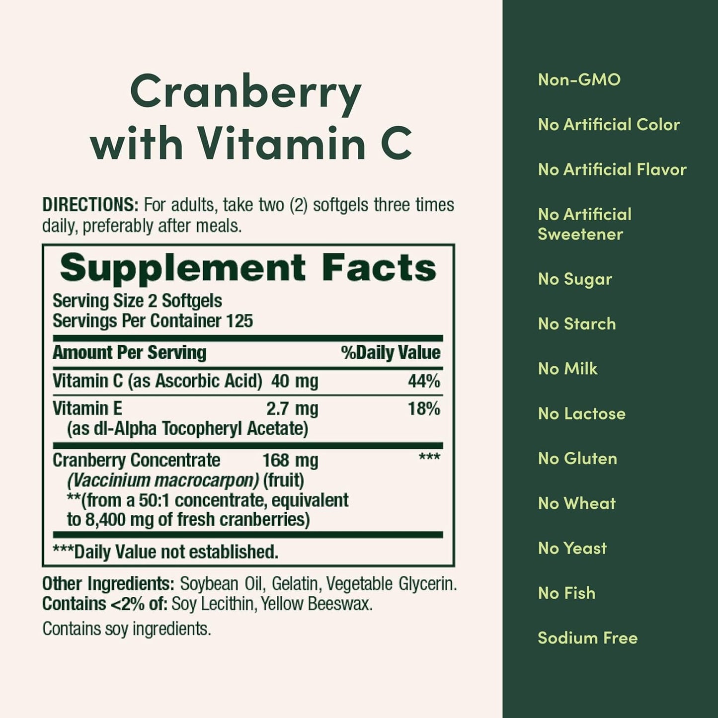 Nature's Bounty Cranberry Pills, Softgels, 4200 Mg, 120 Ct
