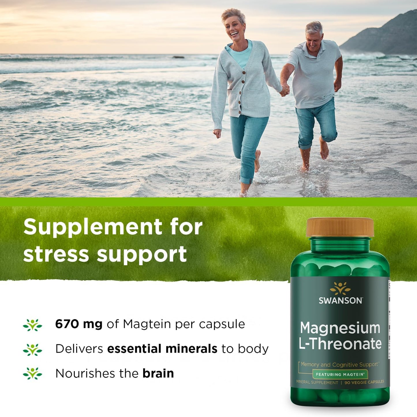 Swanson, Magnesium L-Threonate, 90 Veggie Capsules