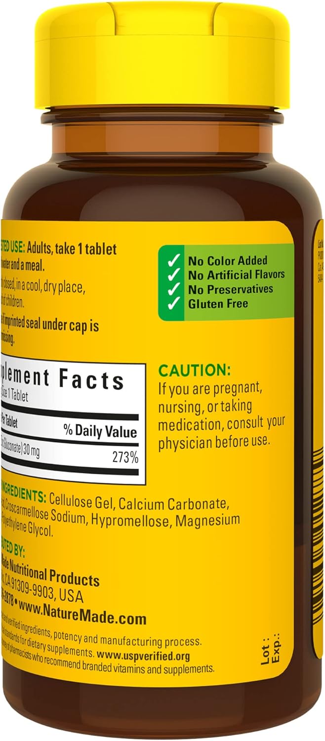 Nature Made Zinc 30 mg, 100 Tablets Nature Made