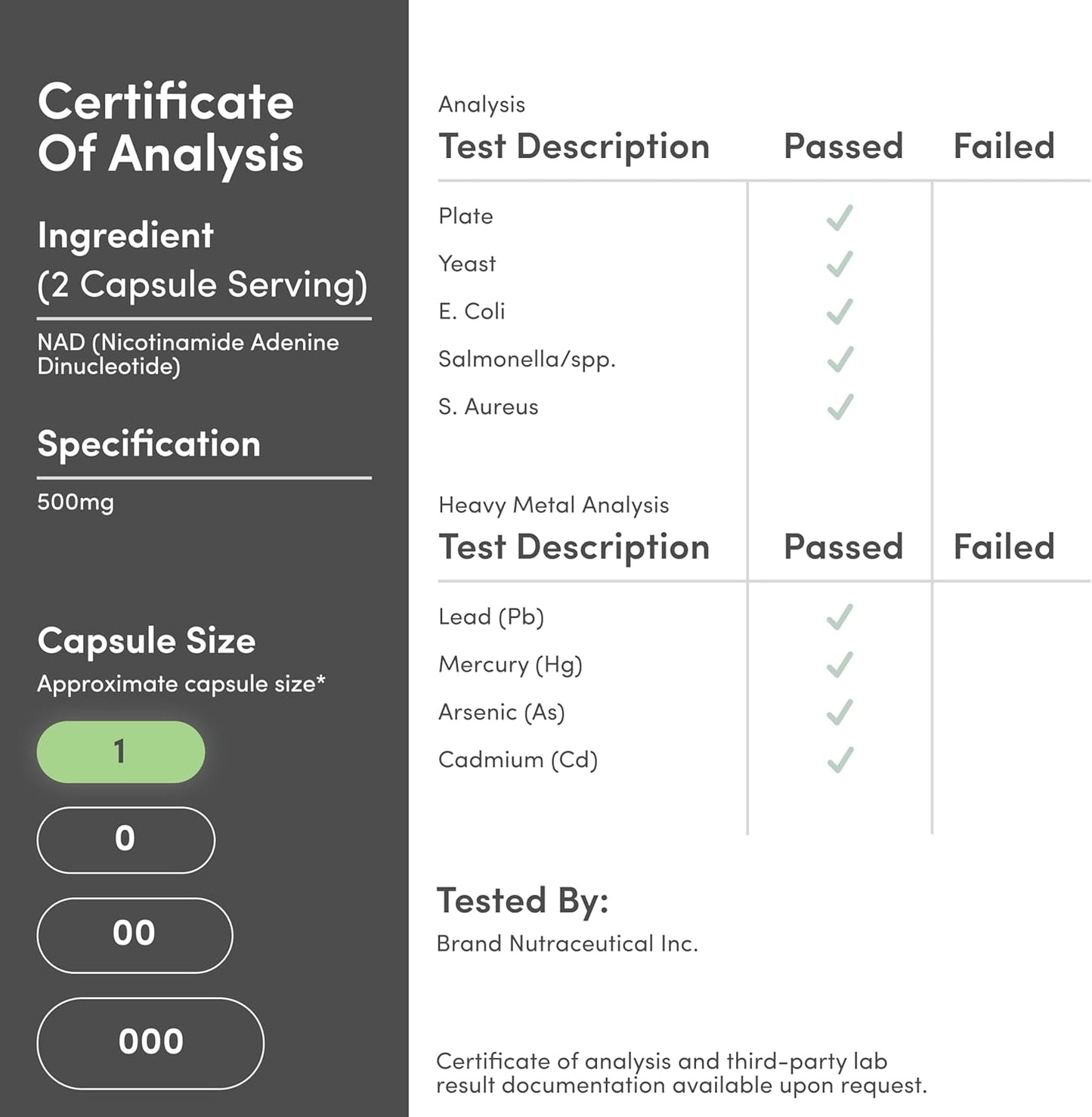 Double Wood NAD+ 500mg, 60 Capsules Double Wood