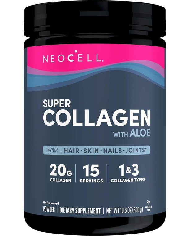 Neocell Collagen with Aloe; Type 1 & 3; Supports Healthy Hair, Skin & Nails, 10 g Collagen/Serving; 30 Servings; 10.6 Oz