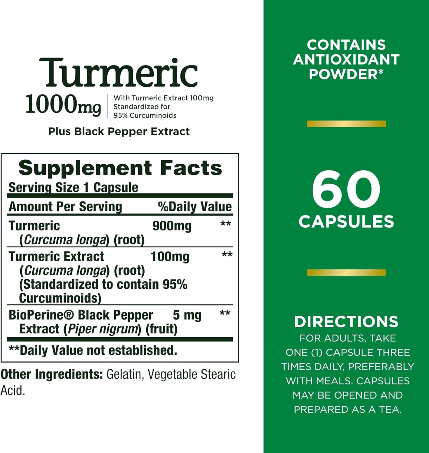 Nature's Bounty Turmeric With Black Pepper Extract, 1000mg, 60 Capsules