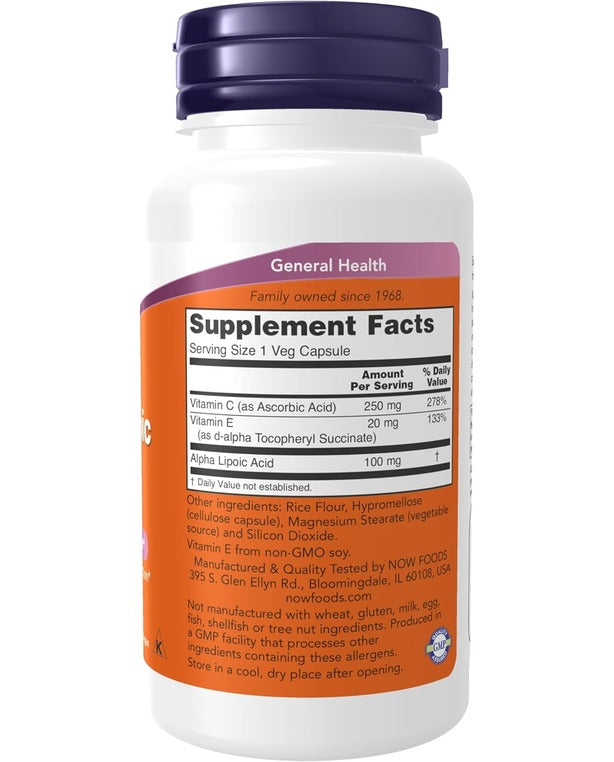 NOW Foods, Alpha Lipoic Acid, 100 mg, 60 Veg Capsules
