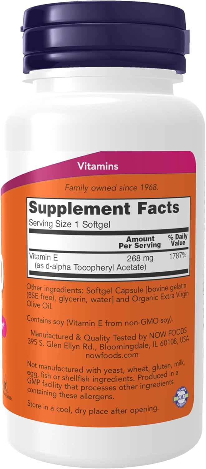 NOW Supplements, Vitamin E-400 IU, D-Alpha Tocopheryl, 100 Count