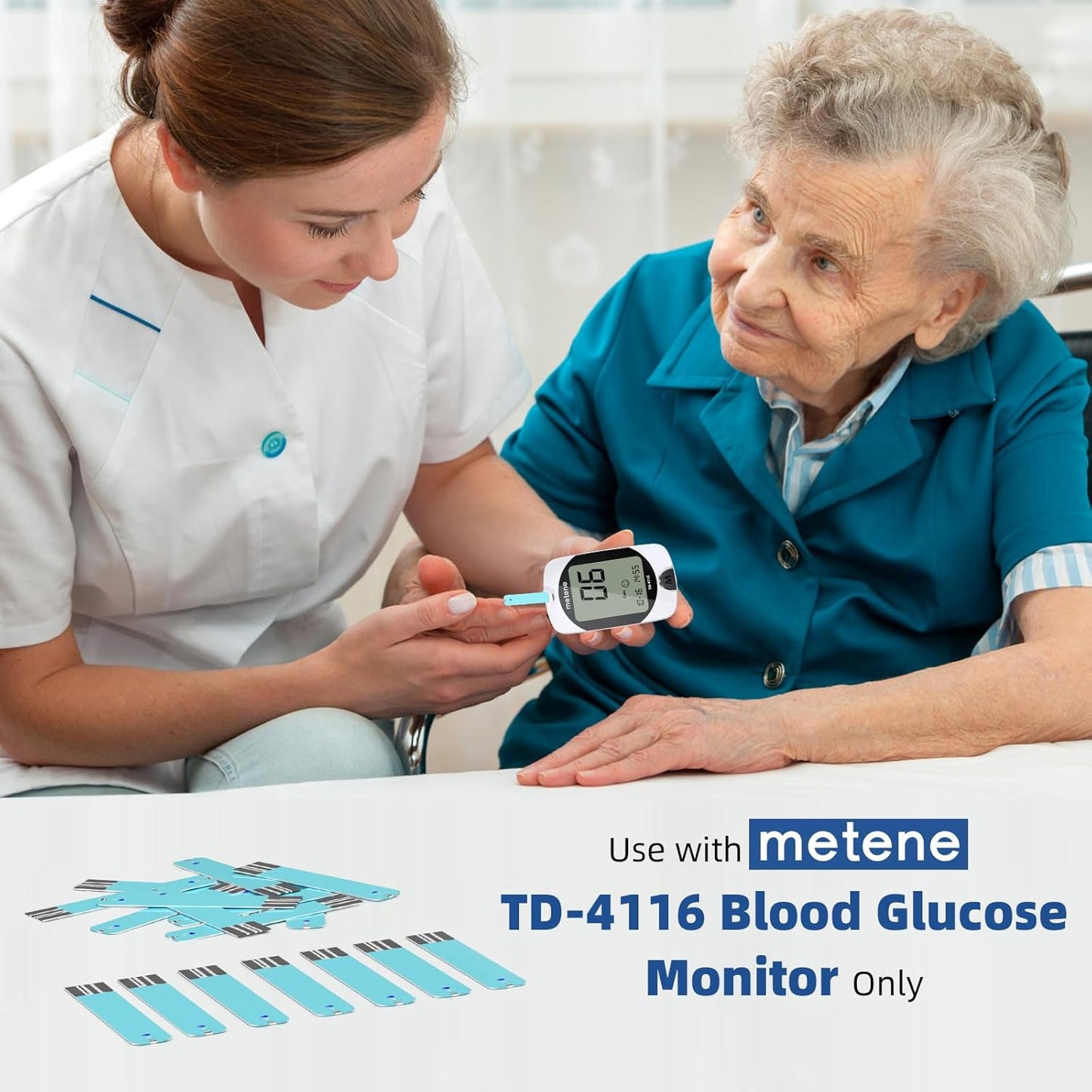 Metene TD-4116 Blood Glucose Test Strips, 200 Count Test Strips for Diabetes, Use with metene TD-4116 Blood Glucose Monitor Only