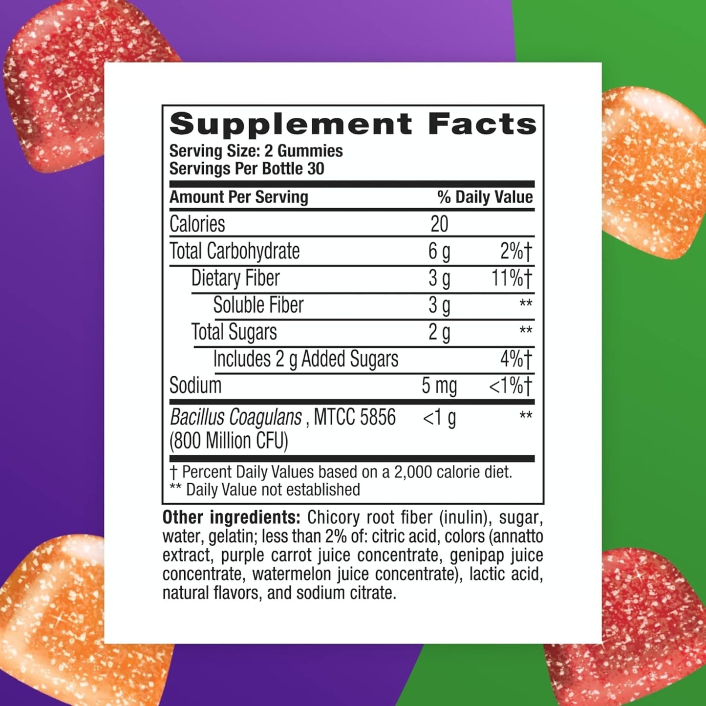 Vitafusion Fiber Well + Probiotics Gummies for Adults,TO SUPPORT REGULARITY DIGESTIVE TRACT 60 Count