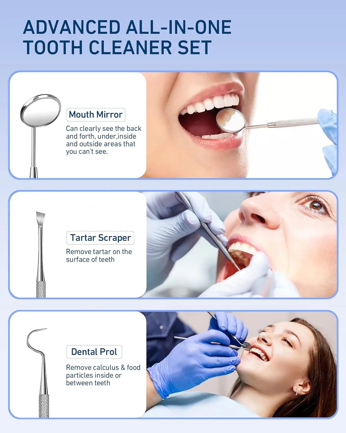 Plaque Remover for Teeth, Tartar Remover for Teeth with 5 Adjustable Modes & 2 Replaceable Heads, Electric Teeth Cleaner Kit with Dental Tools & Tongue Cleaner, Dental Calculus Remover with LED Light Mitakis