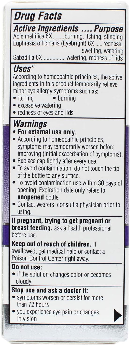 Similasan Eye Drops 0.33 Ounce Bottle, for Temporary Relief from Red Eyes, Itchy Eyes, Burning Eyes, and Watery Eyes