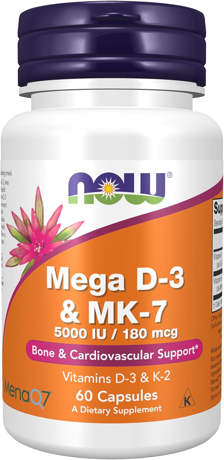 NOW Foods Supplements, Mega D-3 & MK-7 - 60 Veg Capsules