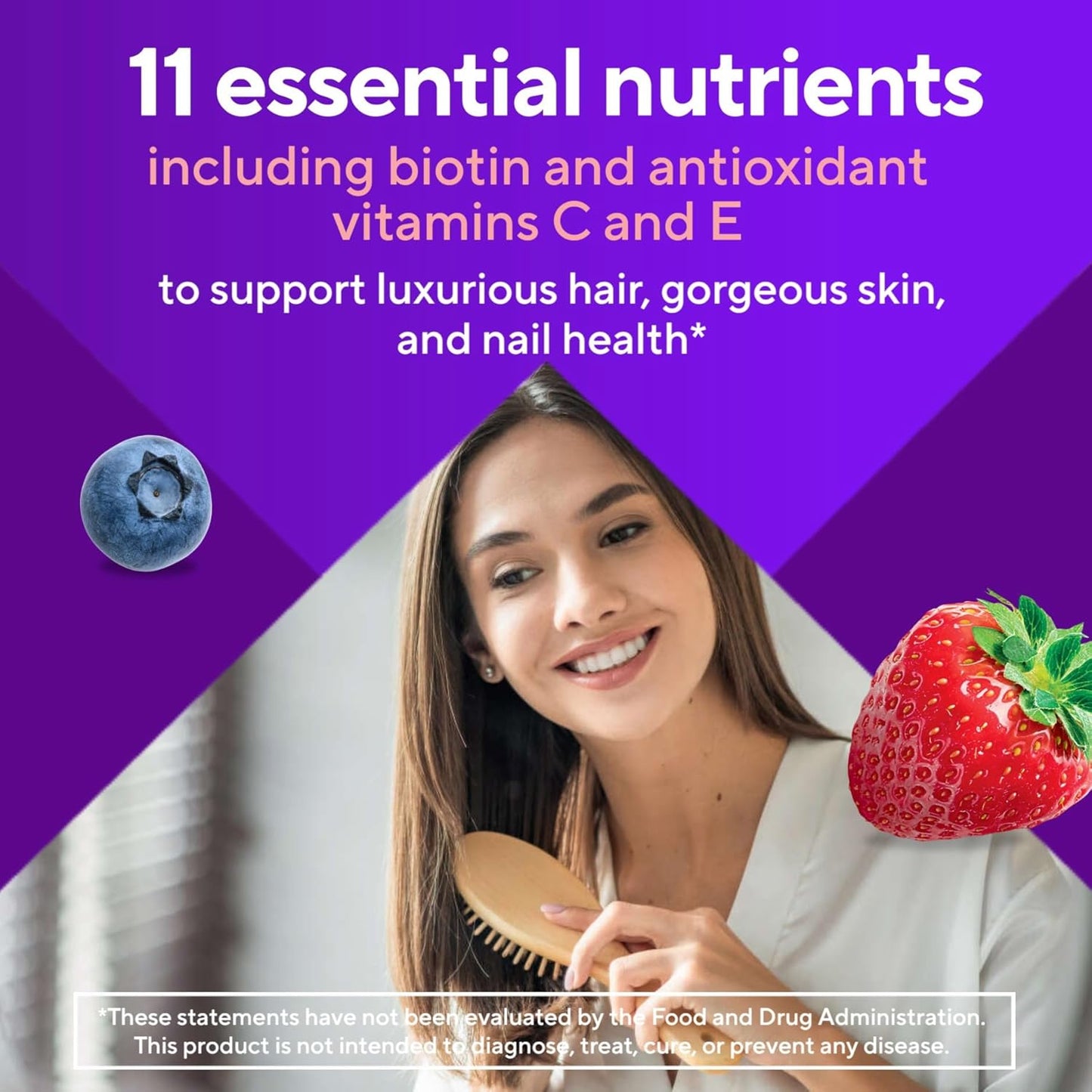 Vitafusion Gorgeous Hair, Skin & Nails Multivitamin plus Biotin and Antioxidant vitamins C&E, Raspberry Flavor, 135ct (45 day supply), from America’s Number One Gummy Vitamin Brand vitafusion