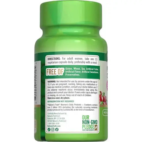 Nature's Truth Probiotics for Women | 5 Billion Active Cultures | 40 Vegetarian Capsules | with Cranberry | Non-GMO, Gluten Free Nature's Truth