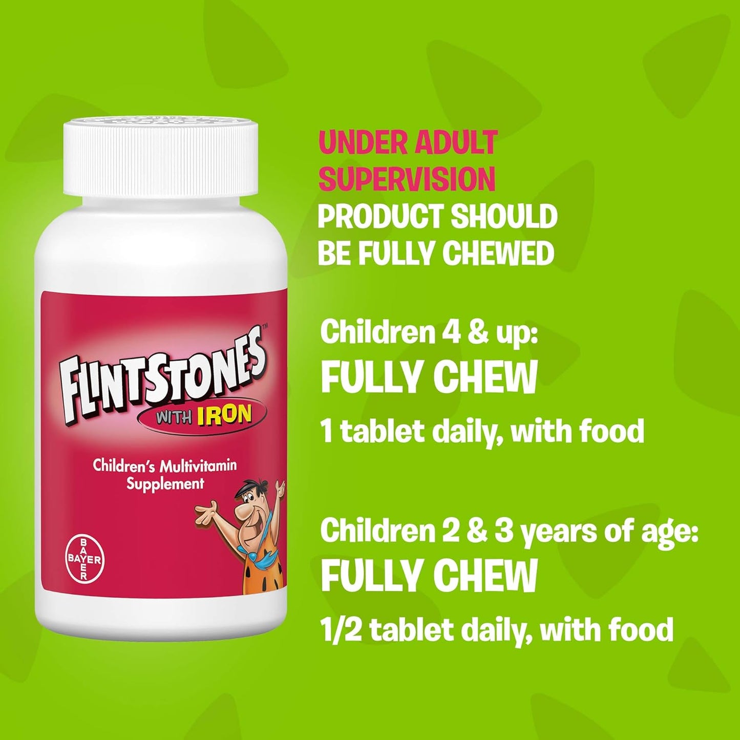 Flintstones Chewable Kids Vitamins with Iron, Multivitamin for Kids & Toddlers with Vitamin D, Vitamin C & more, 60 Count (Pack of 1)