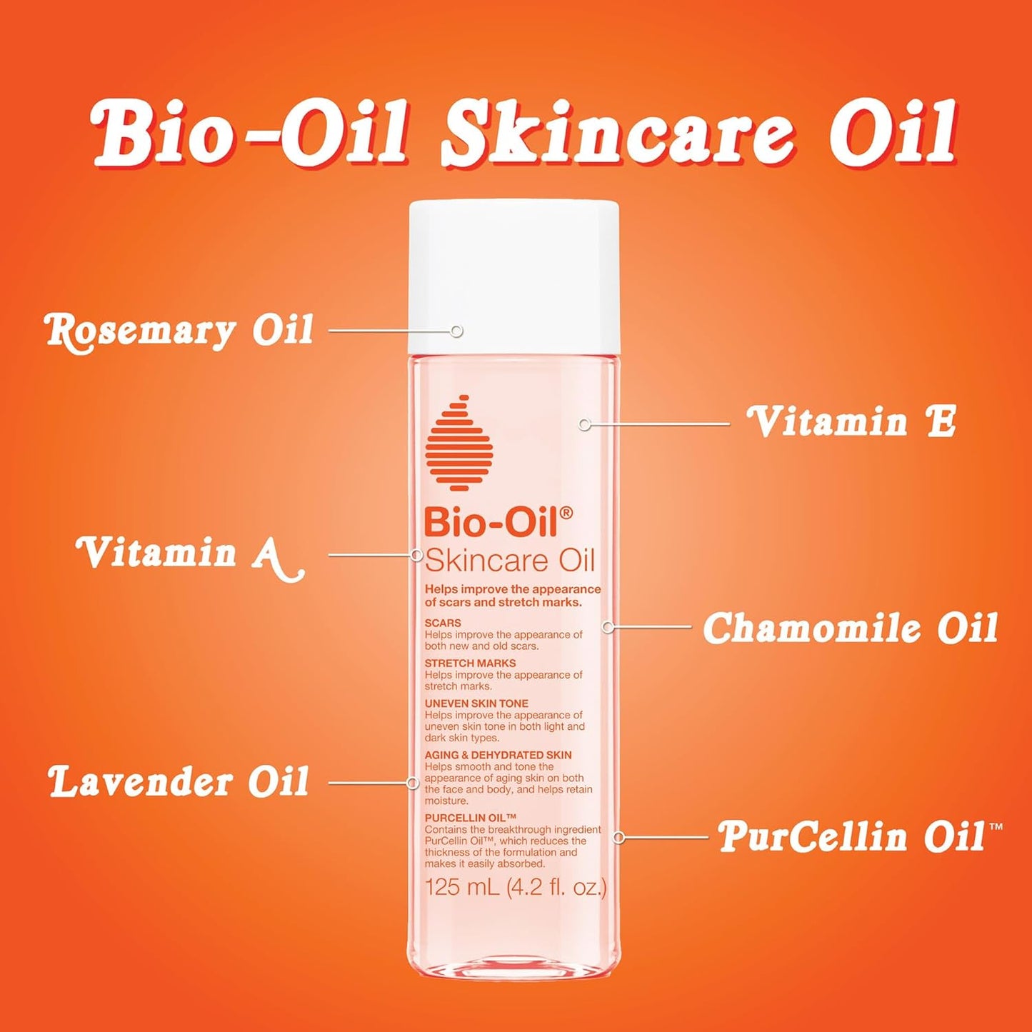 Bio-Oil Skincare Oil with Vitamin E, Serum for Scars and Stretchmarks, Face and Body Moisturizer for Sensitive Dry Skin