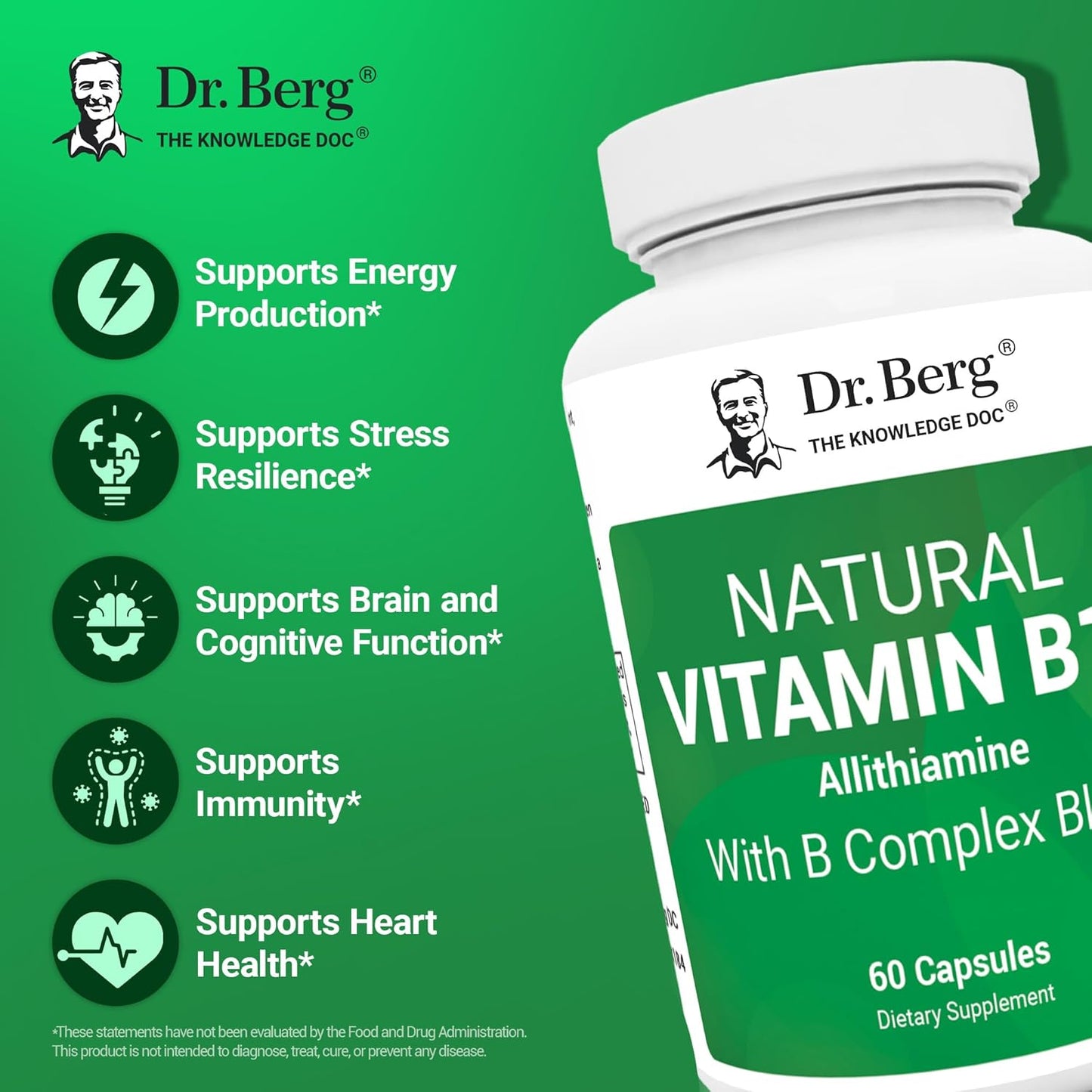 Dr. Berg Natural Vitamin B1 B6 B12 Complex - 60 Capsules