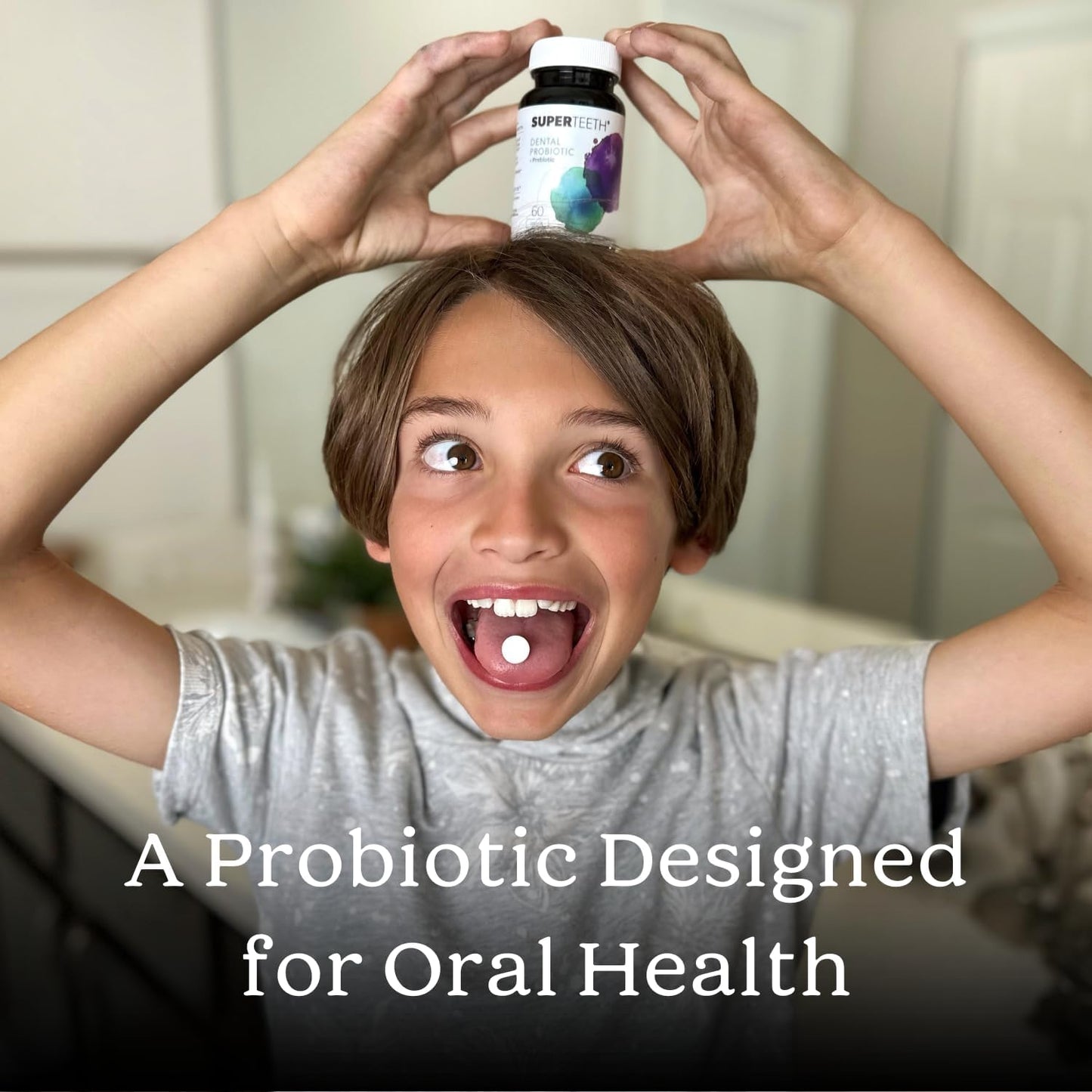 SUPER TEETH Chewable Dental Probiotic for Kids and Adults | Holistic Oral Probiotic That Supports Healthy Teeth and Gums | Sugar-Free Natural Mint Flavor | Fluoride Free 30ct