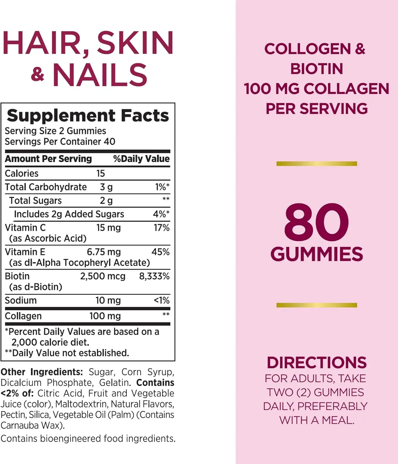 Nature's Bounty Hair Skin and Nails With Collagen and Biotin, Gummies, 90 Ct Nature's Bounty