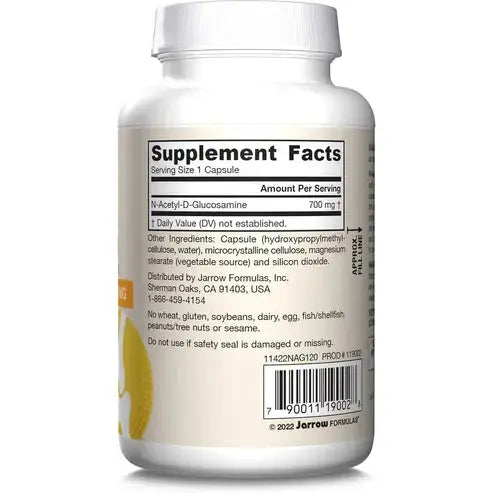Jarrow Formulas N-A-G 700 mg - 120 Veggie Caps - N-Acetyl Glucosamine - Versatile Form of Glucosamine - Supports Joint & Intestinal Health - Up to 120 Servings Jarrow Formulas