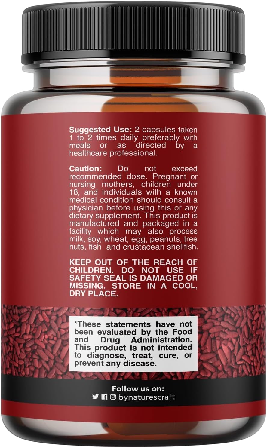 Red Yeast Rice with CoQ10 Supplement - Extra Strength Citrinin-Free Red Yeast Rice 1200 mg. Capsules with CoQ10 100mg - Naturally Occurring Monacolin K Heart Health Supplement - 120 Veggie Capsules