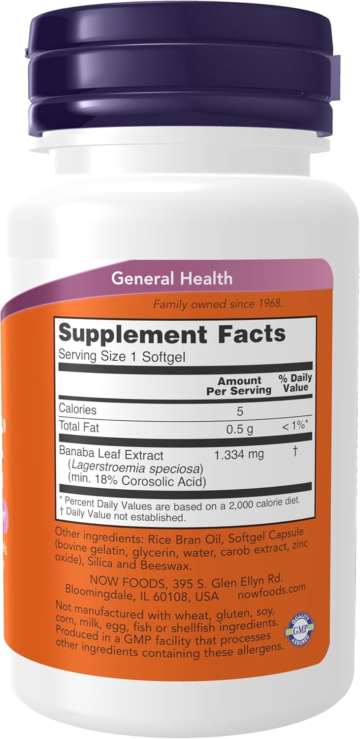 NOW Foods Supplements, GlucoFit® with 18% Corosolic Acid - 60 Softgels