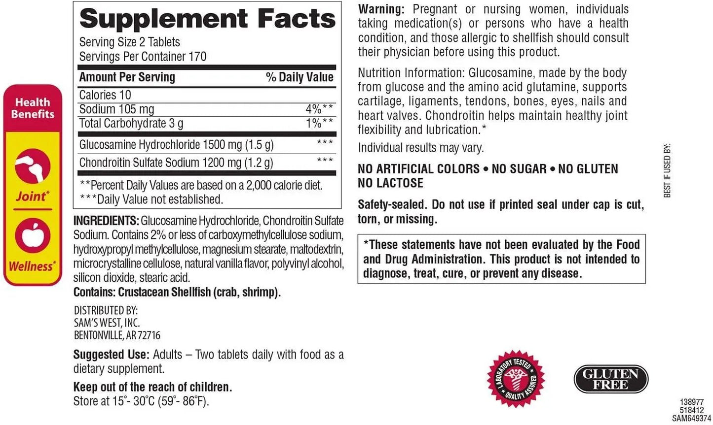 Member's Mark Triple Strength Glucosamine Chondroitin (340 ct.) Member's Mark