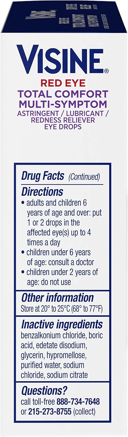 Visine Red Eye Total Comfort Multi-Symptom & Dry Eye Relief Lubricant Eye Drops, 2 Items