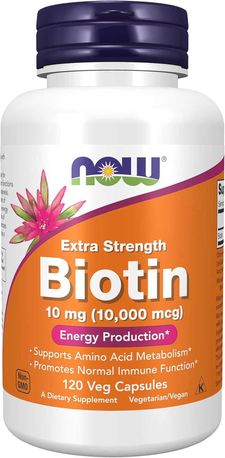 NOW Foods Supplements, Biotin 10 mg (10,000 mcg), 120 Veg Capsules