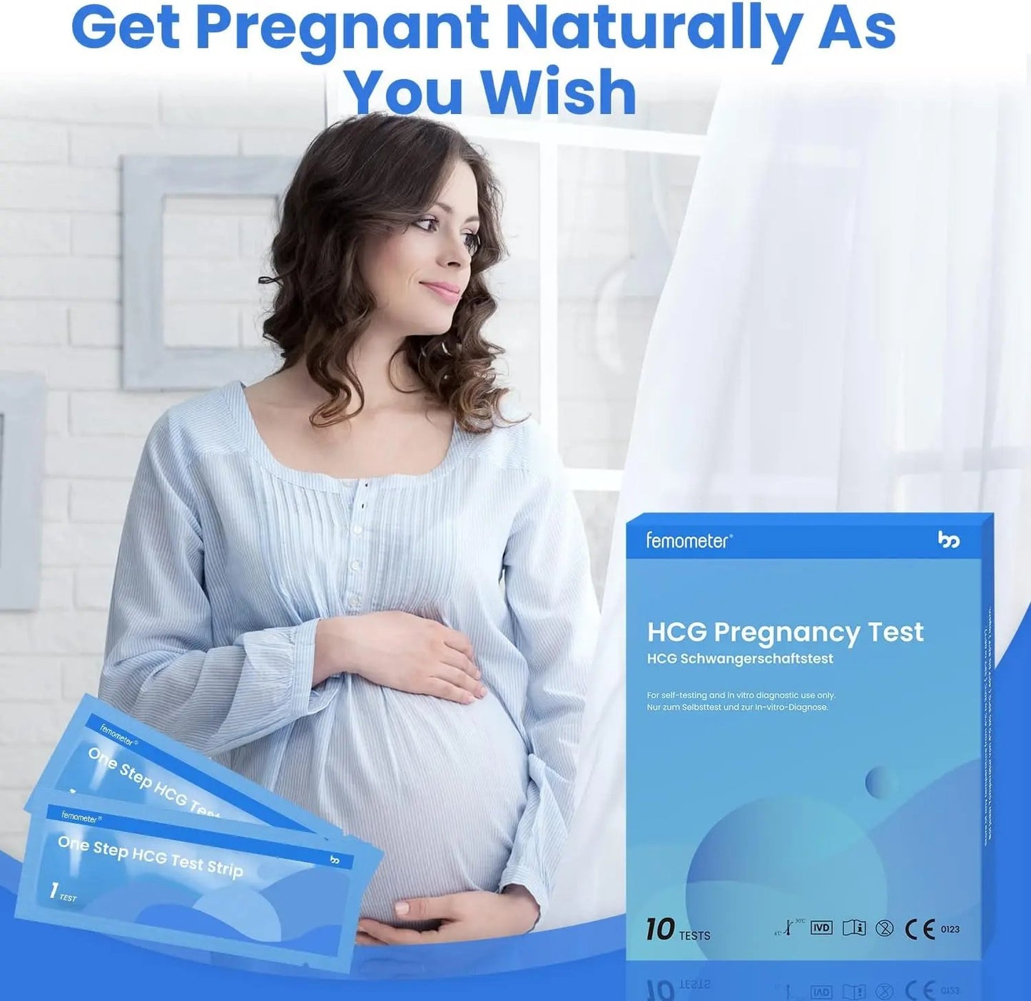 Femometer Pregnancy Tests Early Home Detection, Pruebas De Embarazo 99% Accurate Rapid Results, 3 Pack HCG Test Sticks for at Home Use femometer