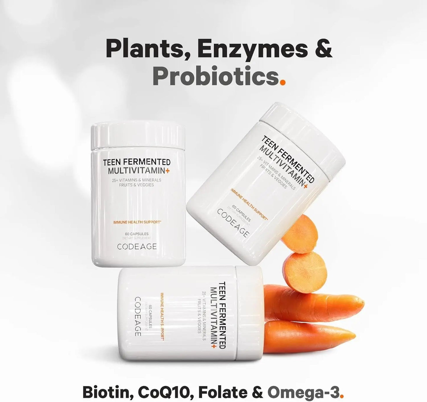 Codeage Teen’s Daily Multivitamin Supplement, 25+ Vitamins & Minerals for Teenage Boys & Girls, Organic Whole Foods Vitamins for Teenagers, Vitamin A, B, C, D, E, K, Omega-3, 60 Ct Vitamins Depots