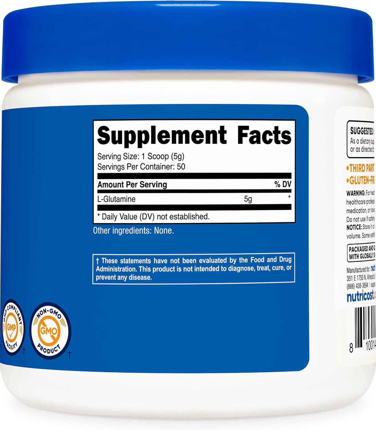 Nutricost L-Glutamine Powder 250 Grams Nutricost