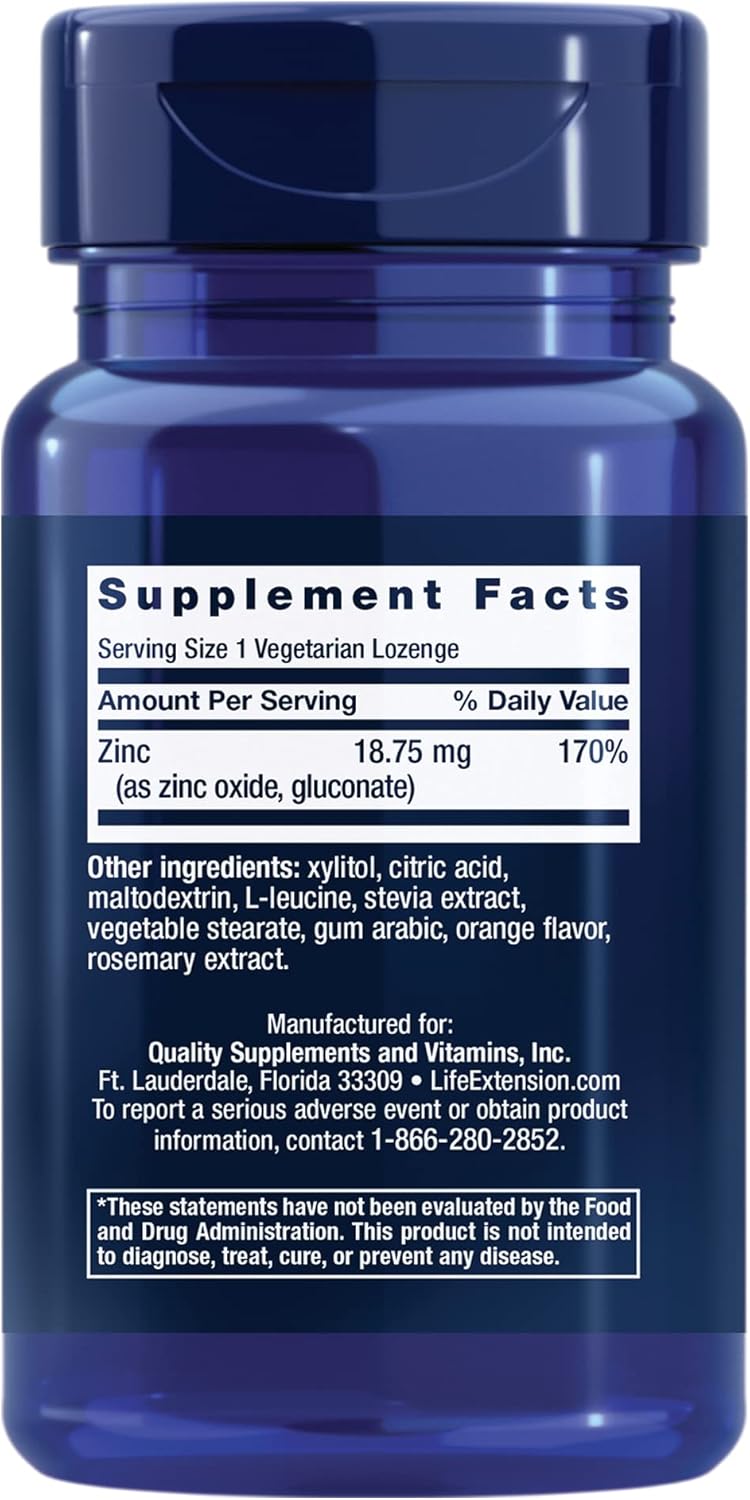 Life Extension Zinc – Citrus-Orange Flavor – 60 Vegetarian Lozenges