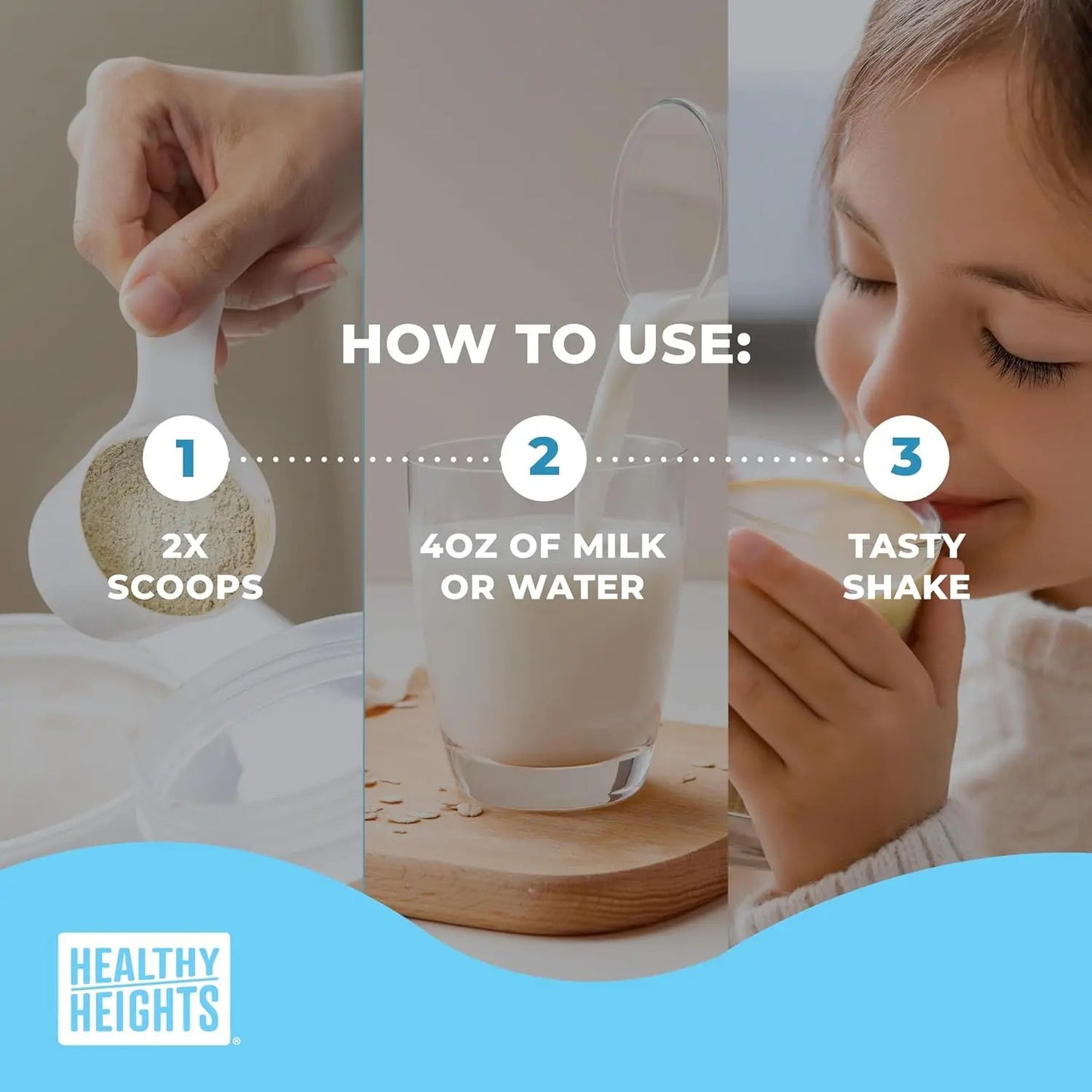 Grow Daily 3+ Shake Mix 7-serving Canister by Healthy Heights - Protein Powder (Vanilla) - Developed by Pediatricians - High in Protein Nutritional Shake - Contains Key Vitamins & Minerals Healthy Heights