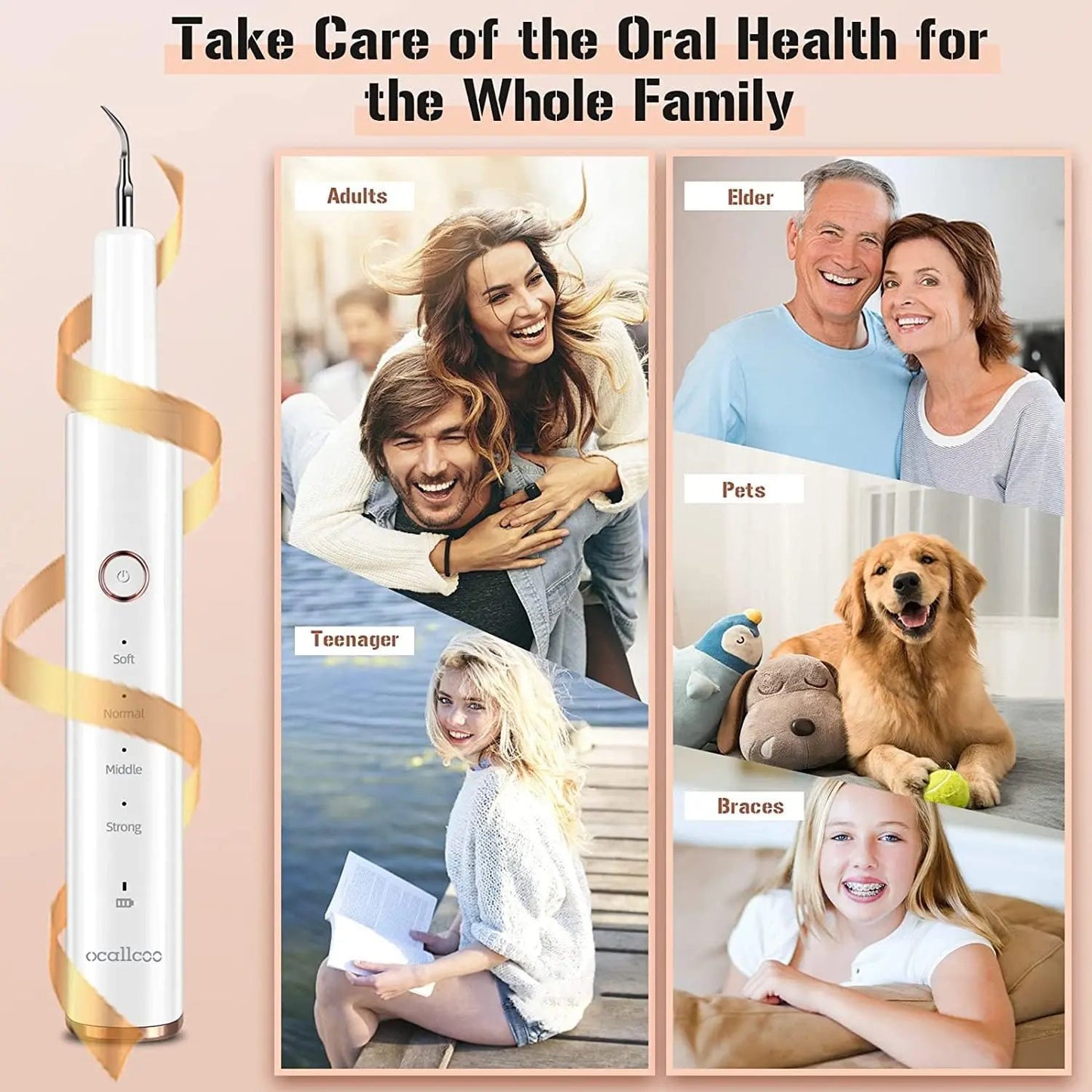 JEEBOX Plaque Remover for Teeth, Electric Tooth Cleaner Tartar Remover for Teeth, Teeth Cleaning Kit Dental Tools with 4 Adjustable Modes & 2 Replaceable Heads & Oral Mirror & LED Light Vitamins Depots