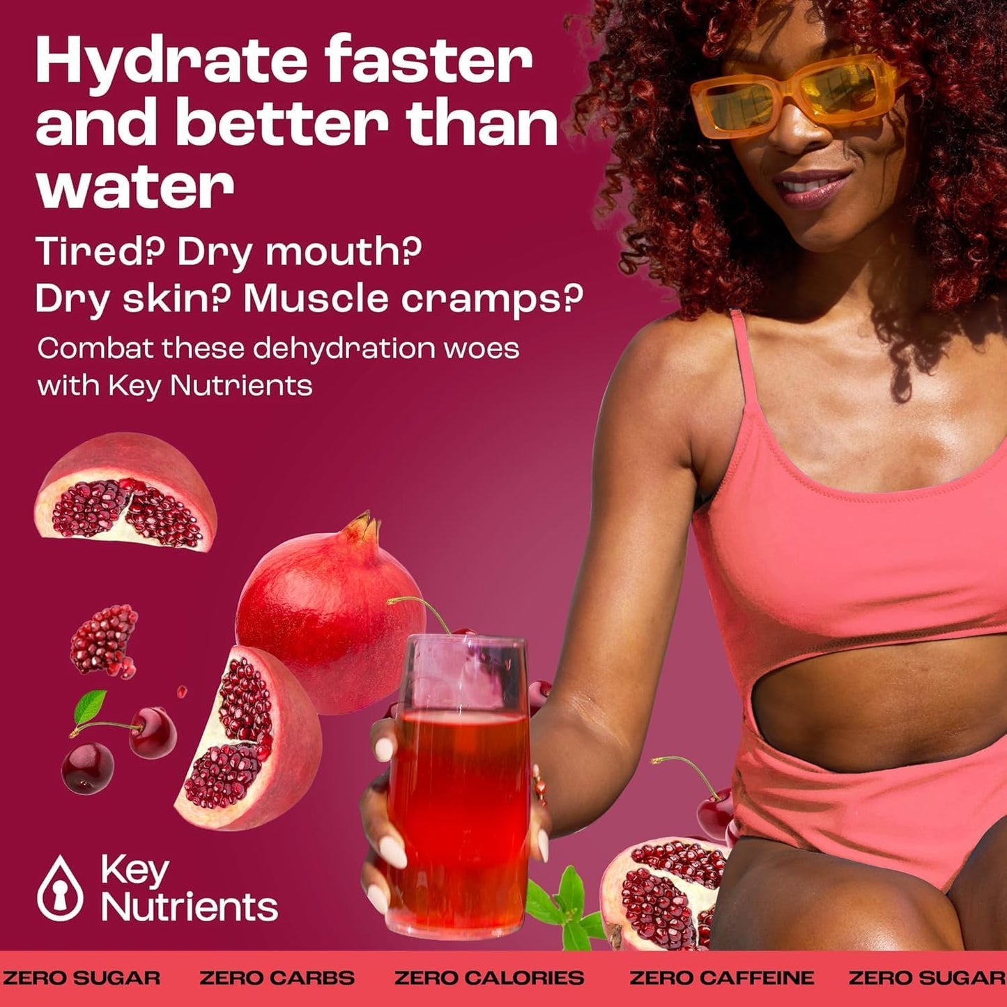 KEY NUTRIENTS Electrolytes Powder No Sugar - Juicy Strawberry-Kiwi Electrolyte Drink Mix - Hydration Powder - No Calories, Gluten Free - Powder and Packets (20, 40 or 90 Servings)
