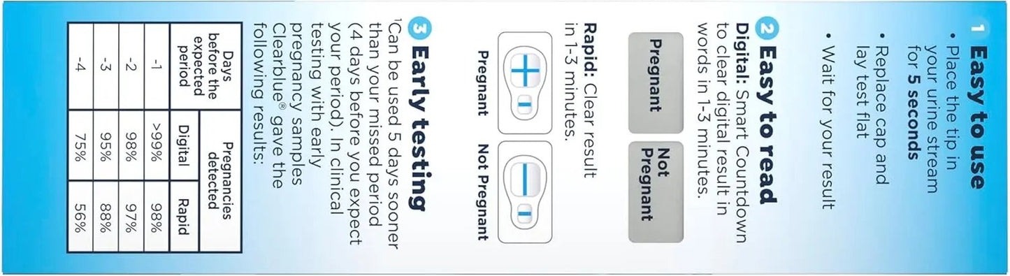 Clearblue Digital Pregnancy Test with Smart Countdown, 3 Count (Pack of 1) Clearblue