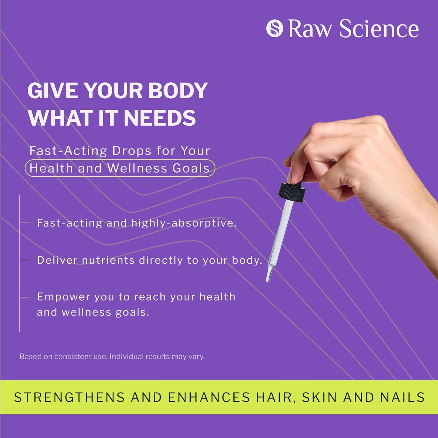 Raw Science's Liquid Collagen & Biotin Drops for Skin, Hair, & Nail Health for Women & Men