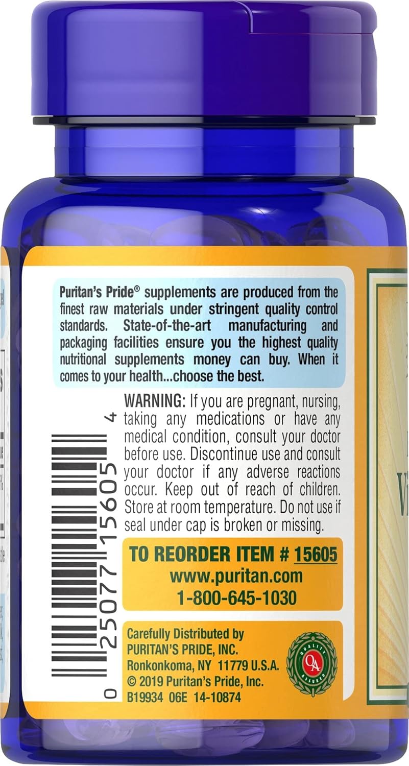 Puritan's Pride High Potency Vitamin D3 25 mcg 1000 Iu Softgels, 100