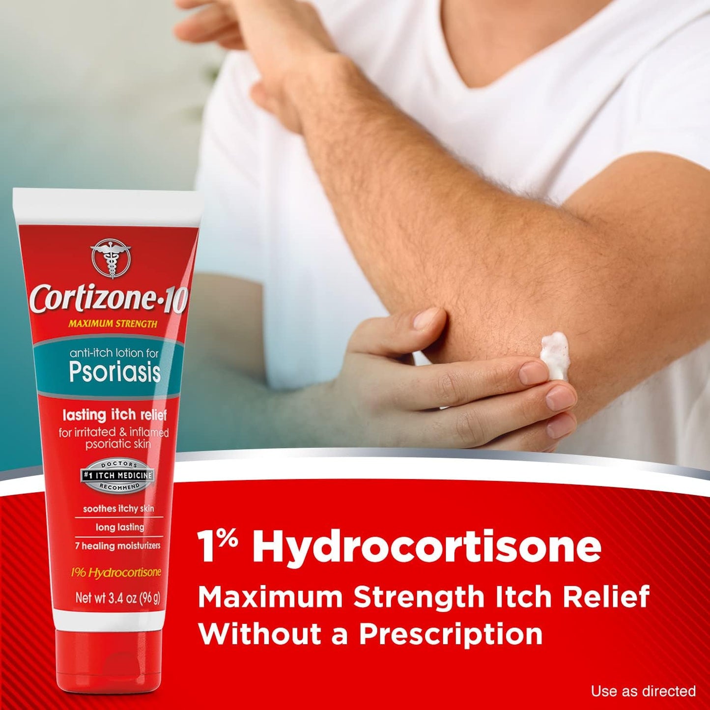 Cortizone-10 Maximum Strength 1% Hydrocortisone Anti-Itch Lotion for Psoriasis 3.4oz