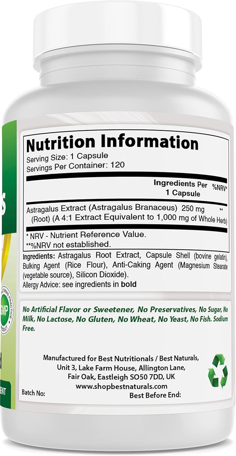 Best Naturals Astragalus 1000 mg 120 Capsules