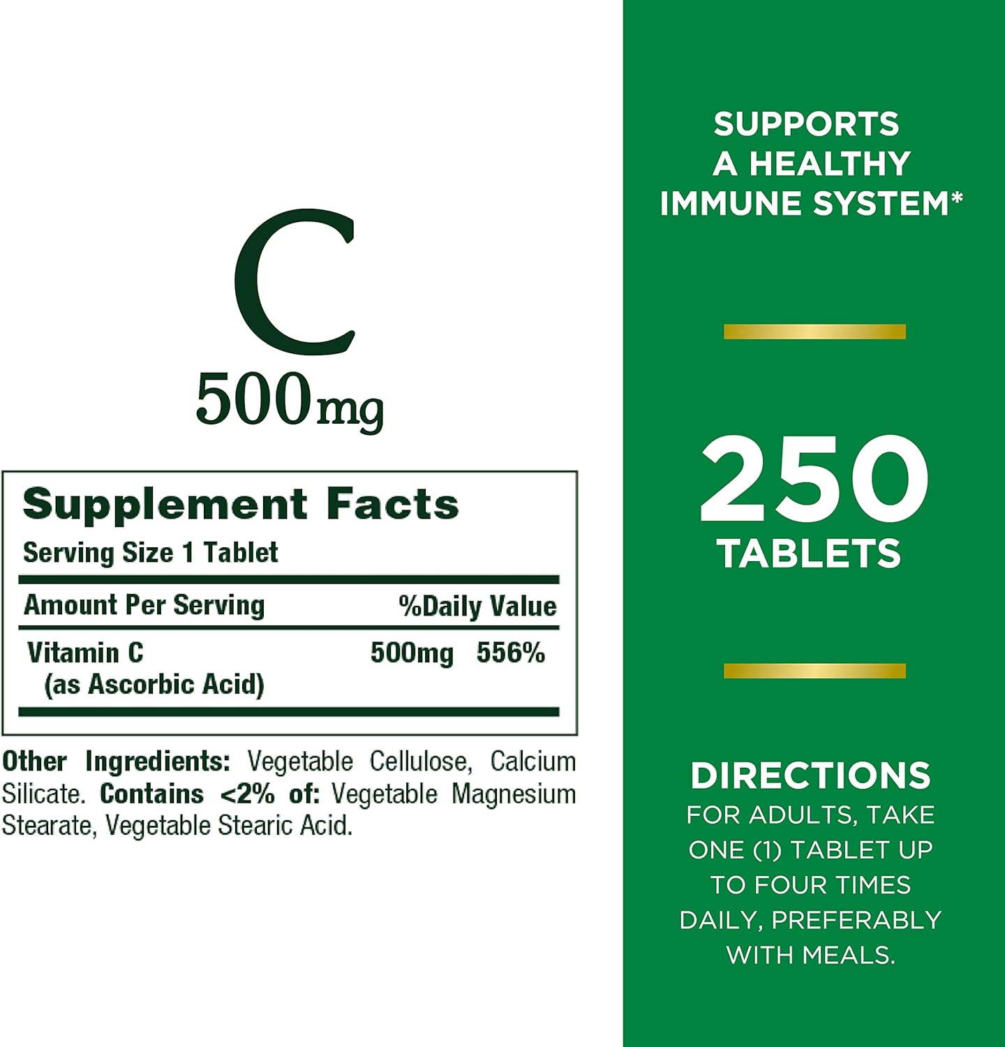 Nature’s Bounty Vitamin C Tablets, 500mg, 250 Count