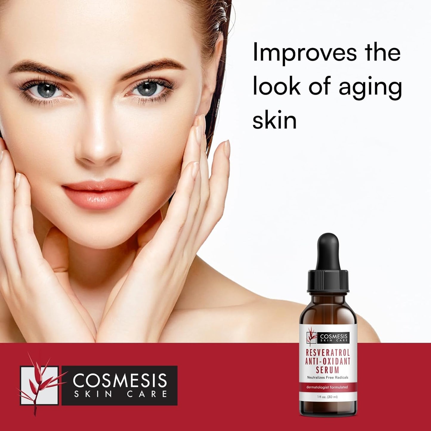 Cosmesis Resveratrol Anti-Oxidant Serum - Combat Aging with Antioxidants from Tea Polyphenols & Resveratrol - 1 Fl oz