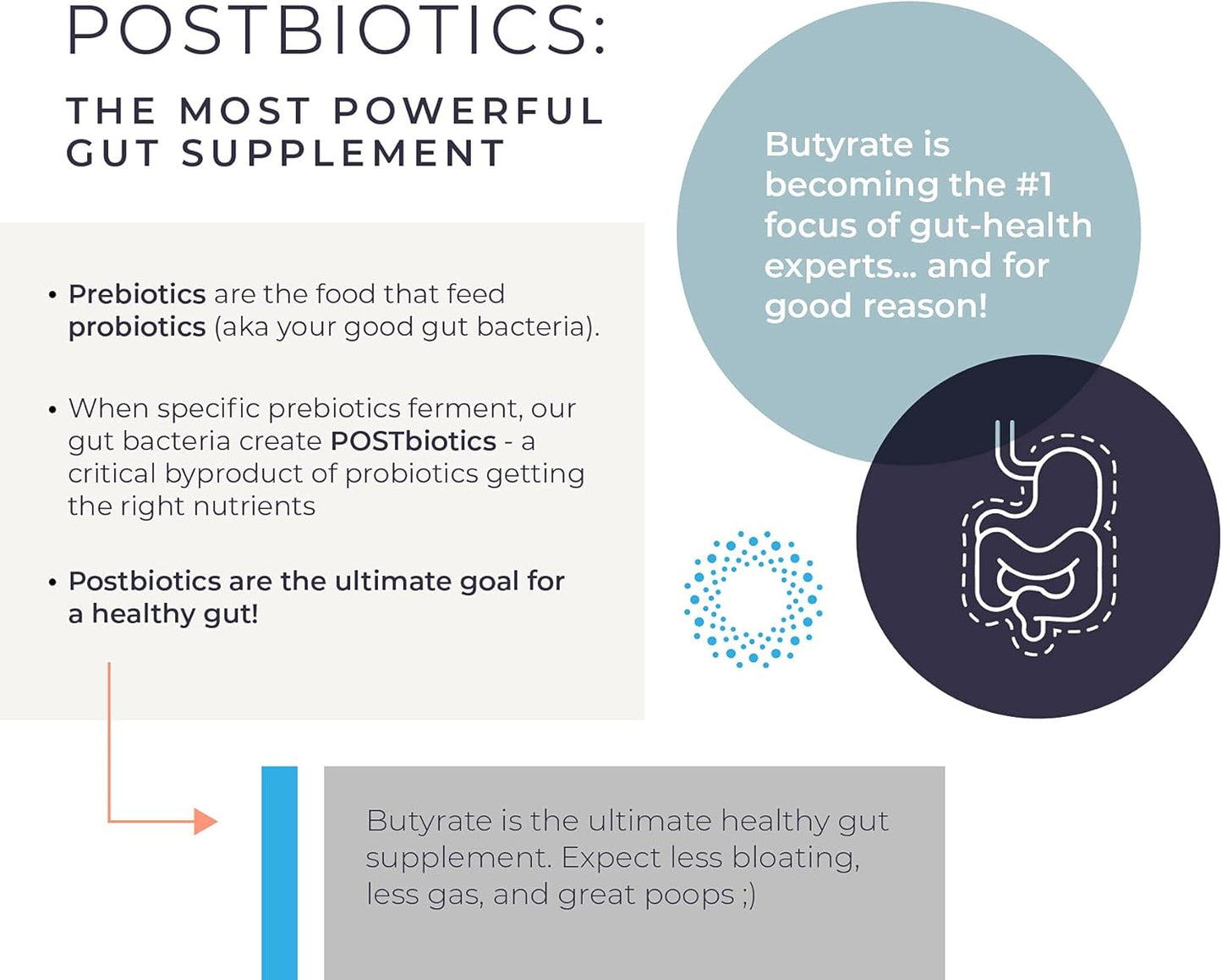 BodyBio Gut Health Supplement 100 Caps - Butyrate + Sodium | The Ultimate Postbiotic | No Bloating | No Gas | Great Poops | Supports Healthy Digestion | Leaky Gut Repair | No Additives