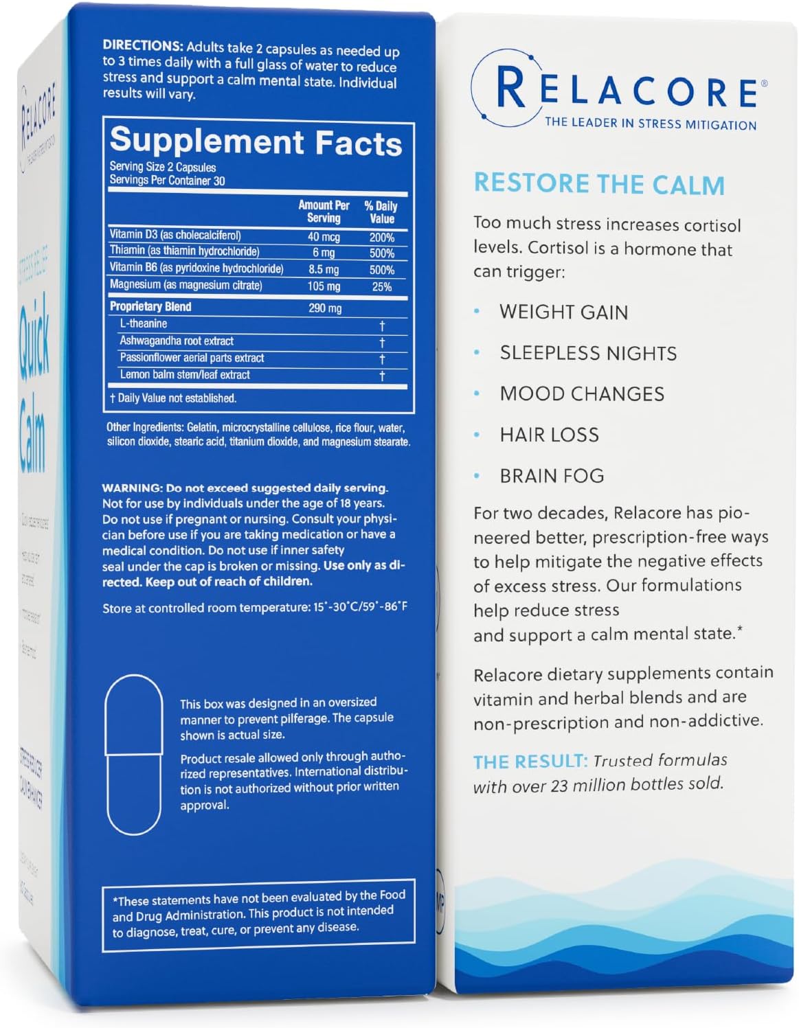 Relacore Quick Calm Mood Support Supplement – 60 Capsules