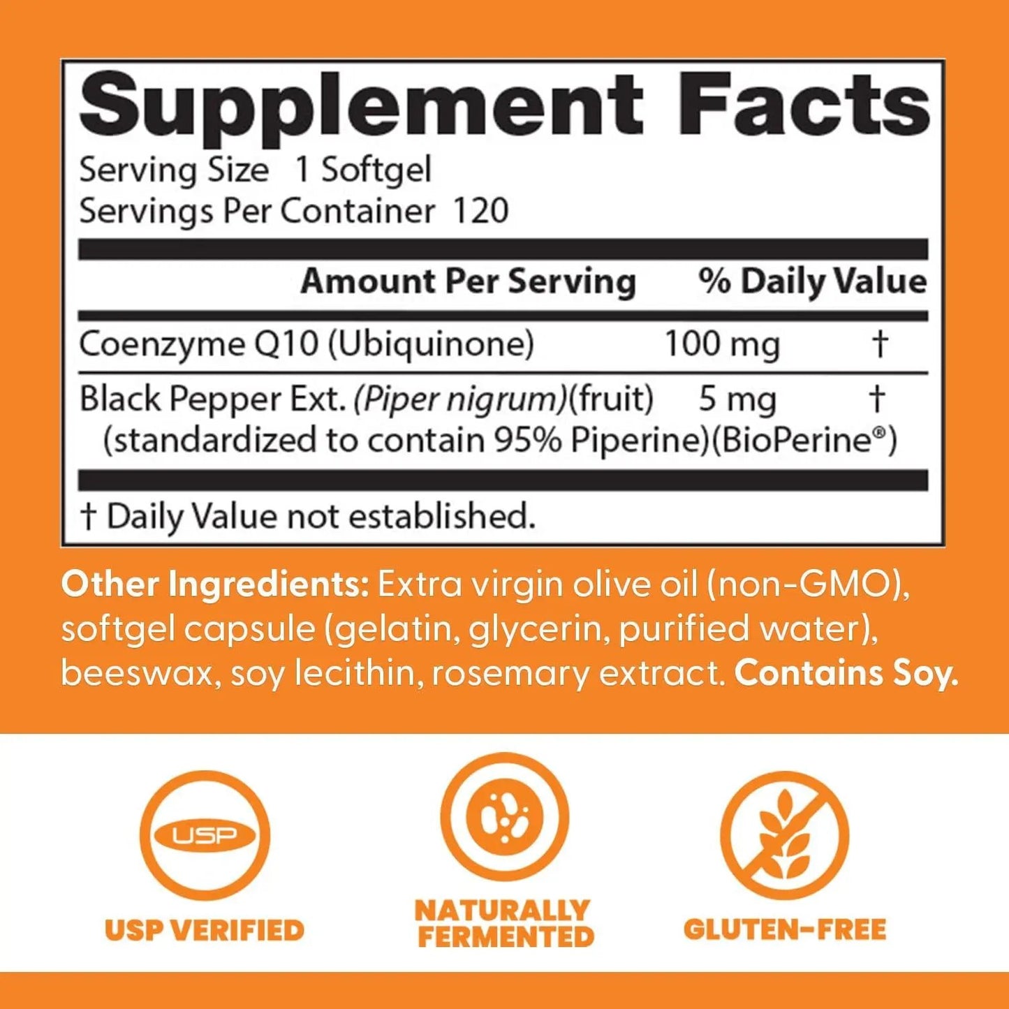 Doctor's Best High Absorption CoQ10 with BioPerine, Gluten Free, Naturally Fermented, Heart Health, Energy Production, 100 mg, 120 Doctor's BEST