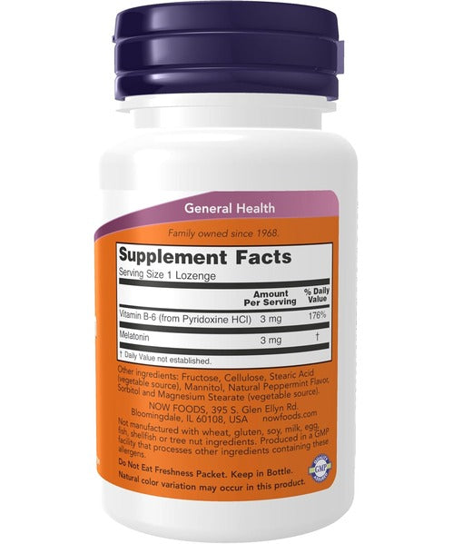 NOW Supplements, Melatonin 3 mg, Healthy Sleep Cycle, 90 Chewable Lozenges