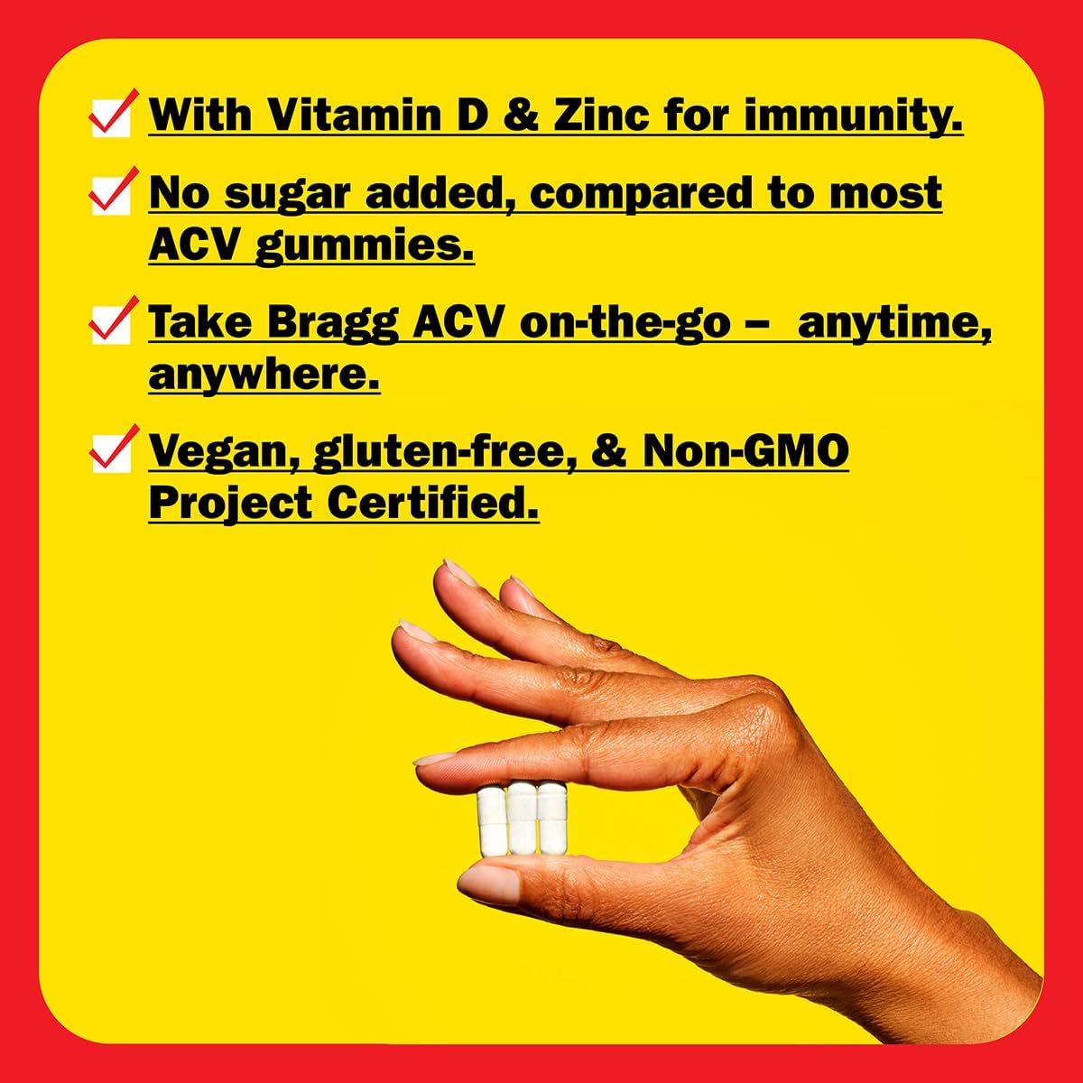 Bragg Apple Cider Vinegar Capsules - 750mg of Acetic Acid – Immune & Weight Management Support - 90 capsules