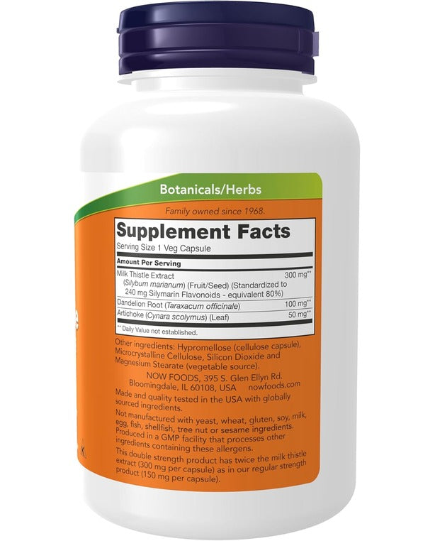 NOW Foods, Milk Thistle, Double Strength, 300 mg, 50 Veg Capsules