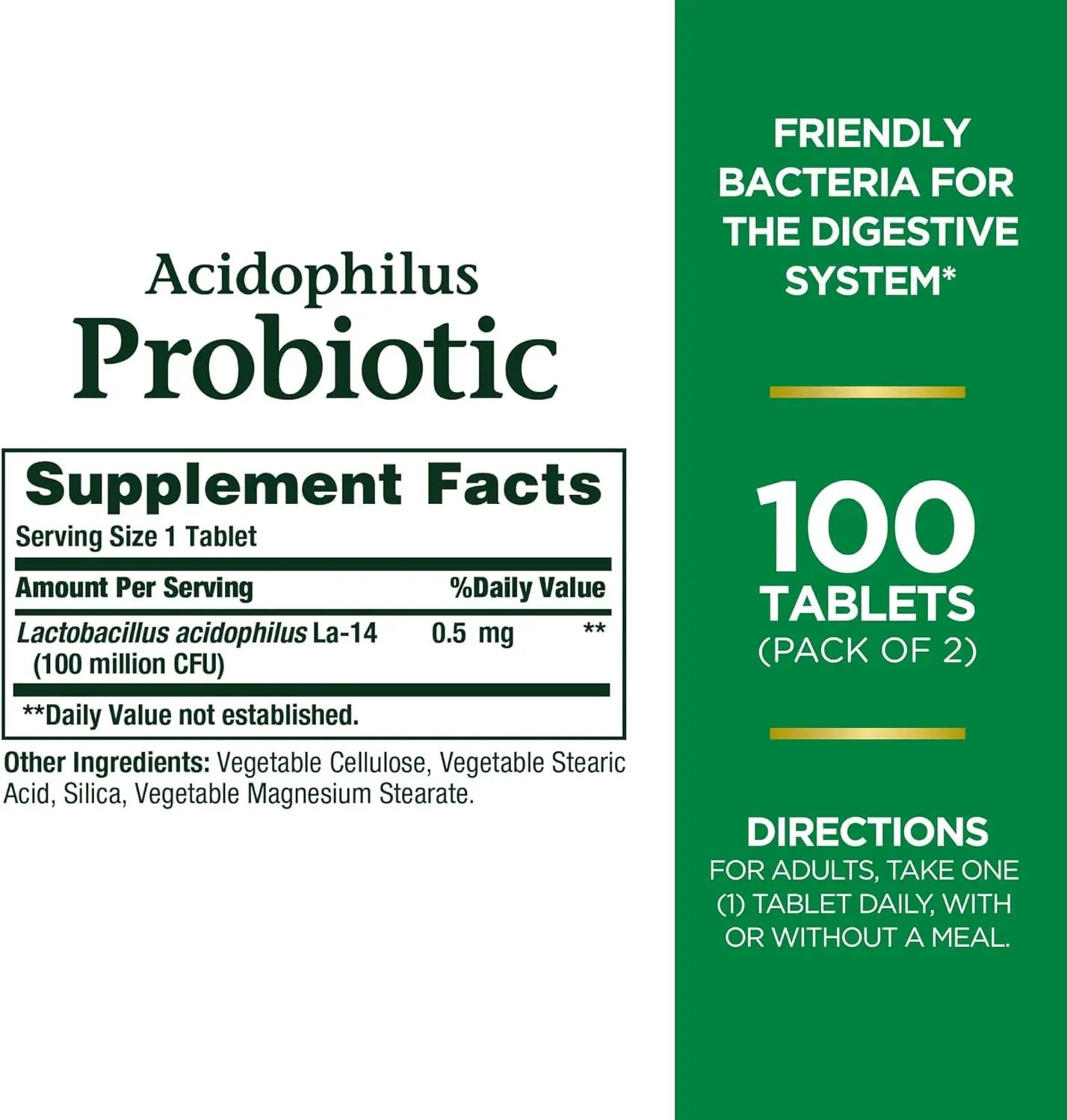 Nature's Bounty Acidophilus Probiotic, Twin Pack, 200 Tablets Nature's Bounty