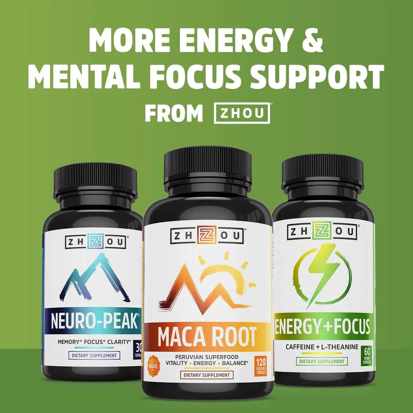 Zhou Green Tea Extract with EGCG, Metabolism, Natural Energy, Mental Focus, Immune Support, Antioxidant and Healthy Heart Formula, Non-GMO, Gluten Free, Money Back Guarantee, 120 Capsules Vitamins Depots