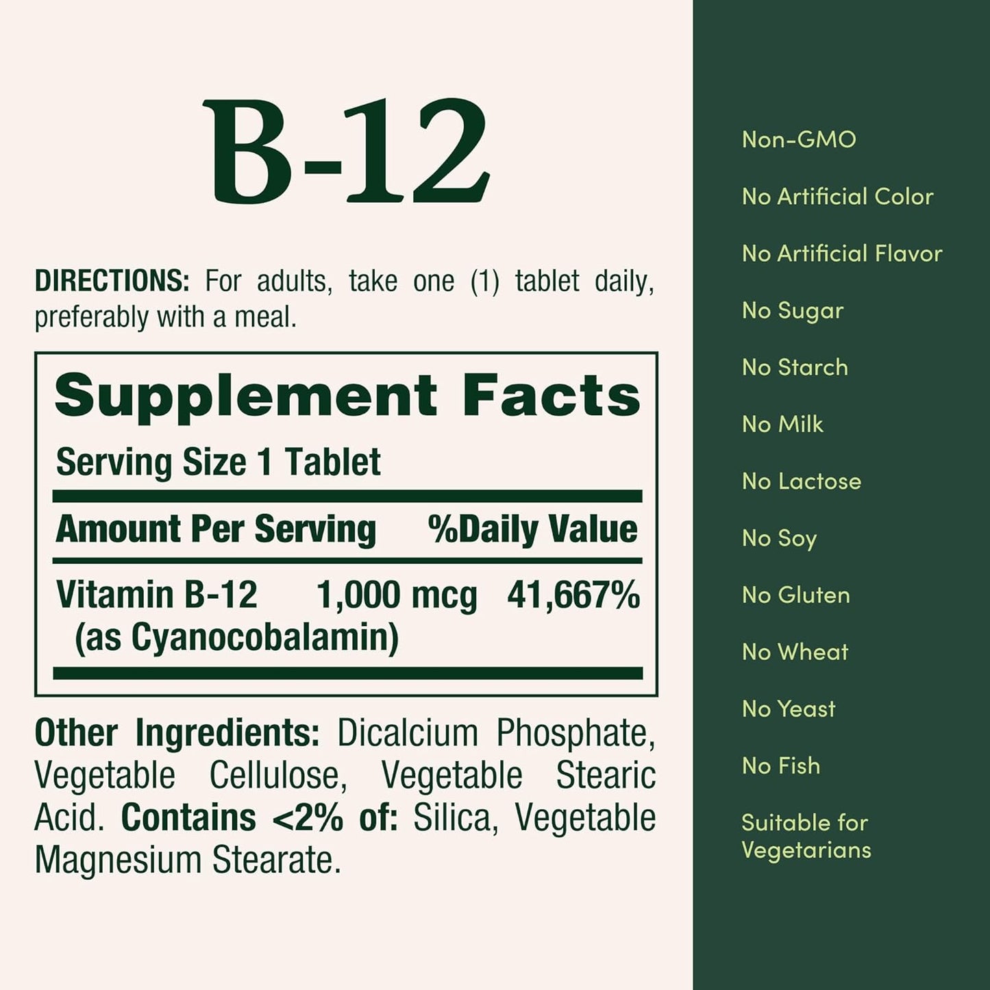 Nature's Bounty, Vitamin B-12, 1,000 mcg, 100 CoatedTablets